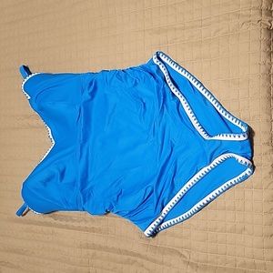 Figleaves Blue Frida Underwired Bandeau Swimsuit